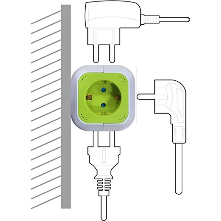 Green Blue GB118G MagicCube 4-fach Steckdosenwürfel mit 2 USB-Anschlüssen Ladegerät Mehrfachsteckdose mit Kinderschutz 1,4m (1) – Bild 4