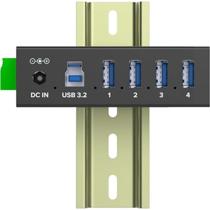 InLine USB 3.2 Gen.1 Industrie-Hub 4 Ports, Aluminiumgehäuse, DIN-Schienen-Montage, aktiver Hub mit Netzteil, 5Gb/s, Modell 35396A – Bild 5