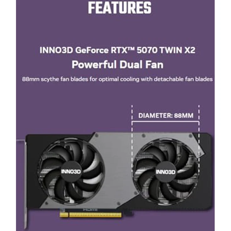 INNO3D GeForce RTX 5070 Twin X2, 12 GB GDDR7 Grafikkarte mit Dual-Fan-Kühlerdesign – Bild 4
