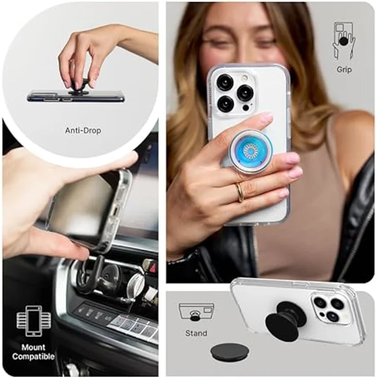 PopSockets PopGrip mit austauschbarer Oberseite für Handys und Tablets, Psych Out – Bild 7
