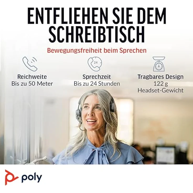 Poly Voyager 4310 UC, Schnurloses Ein-Ohr-Bluetooth-Headset mit Noise Cancelling Mikrofonarm, 24 Stunden Akkulaufzeit, kompatibel mit Teams und Zoom – Bild 4