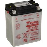 Yuasa YB14L-A2 Motorradbatterie 12V 14Ah, Starterbatterie mit high-performance Glasmatten und Schraubklemme Typ 8