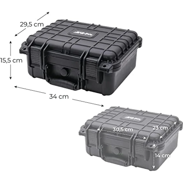 HMF ODK100 Outdoor-Fotokoffer, Transportkoffer mit Rasterschaumstoff | 34 x 29,5 x 15,5 cm, wasserdicht und staubdicht, schwarz – Bild 4