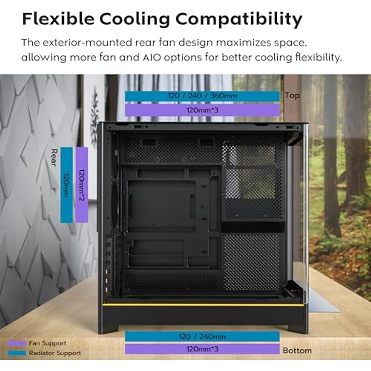 Montech HS02, PC Gehäuse mit 2x Tempered Glass, schwarz – Bild 11