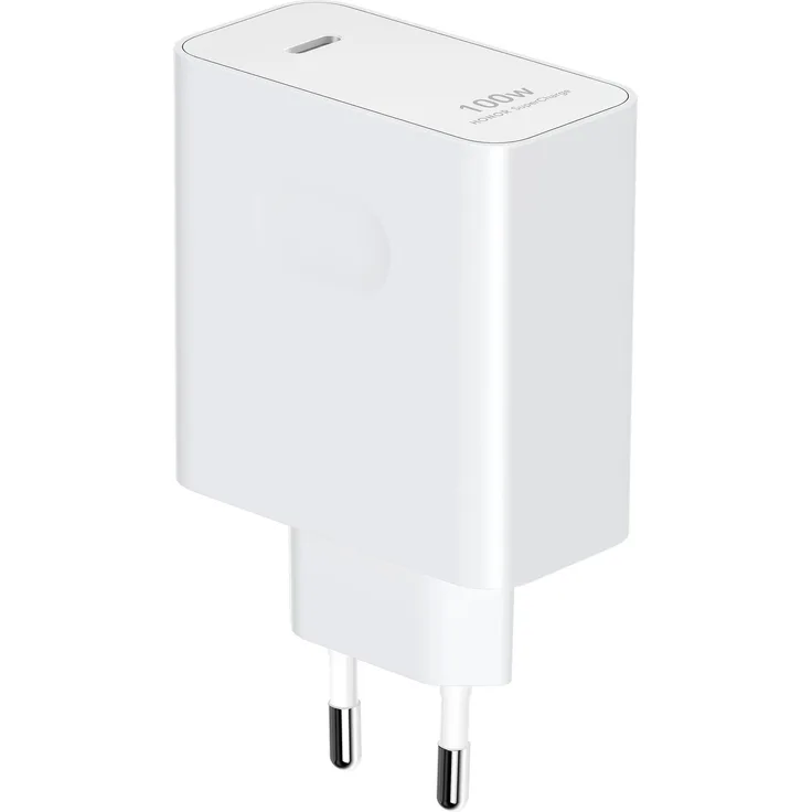 Honor SuperCharge GaN Slim 100W USB-C Ladegerät, weiß, kompakt mit achtstufigem Schutzsystem und Schnellladeprotokollen