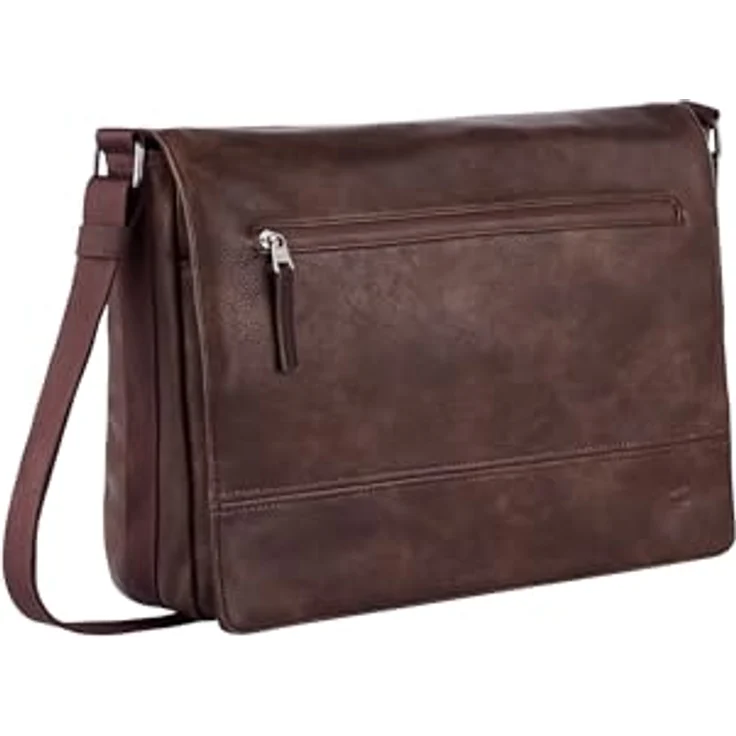 camel active Traces Messenger, Leder Tasche mit 38.5 cm Laptopfach, braun – Bild 1