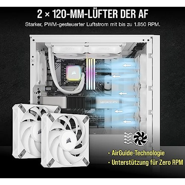CORSAIR H100i RGB Elite Flüssig-CPU-Kühler - 240mm AIO - AF120 Elite PWM Lüfter - Intel® LGA 1700, 1200, 2066, AMD® AM5 & AM4 Sockel - Weiß – Bild 4