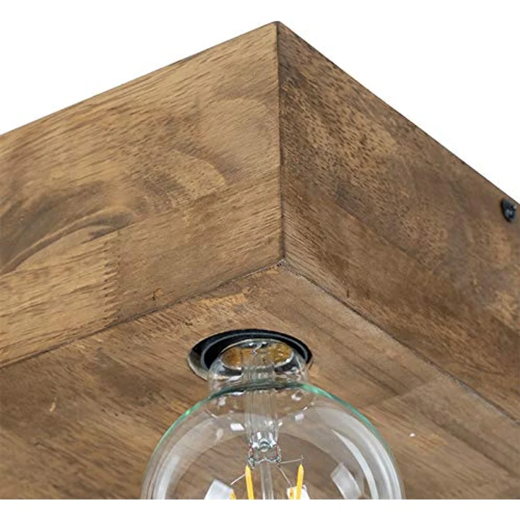 QAZQA - Landhaus I Vintage Land Deckenleuchte I Dunkles Holz 4-flammig Spotbalken-Licht - Quadratisch - LED geeignet E27 – Bild 5