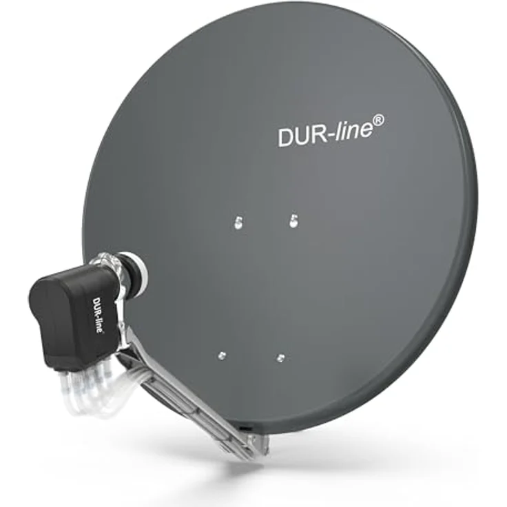 DUR-line 8 Teilnehmer Set - Qualitäts-Alu-Satelliten-Komplettanlage - Select 75/80cm Spiegel/Schüssel Anthrazit + Octo LNB - für 8 Receiver/TV [Neuste Technik, DVB-S2, 4K, 3D] – Bild 2
