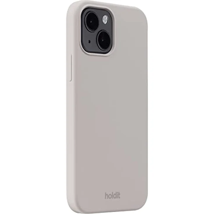 Holdit Silikonhülle iPhone 14/13-0,8mm Ultra dünn Handyhülle Silikon - Trendy Slim Silicone case mit Voller Schutz (erhöhte Kante für Kameraschutz) - Taupe – Bild 2