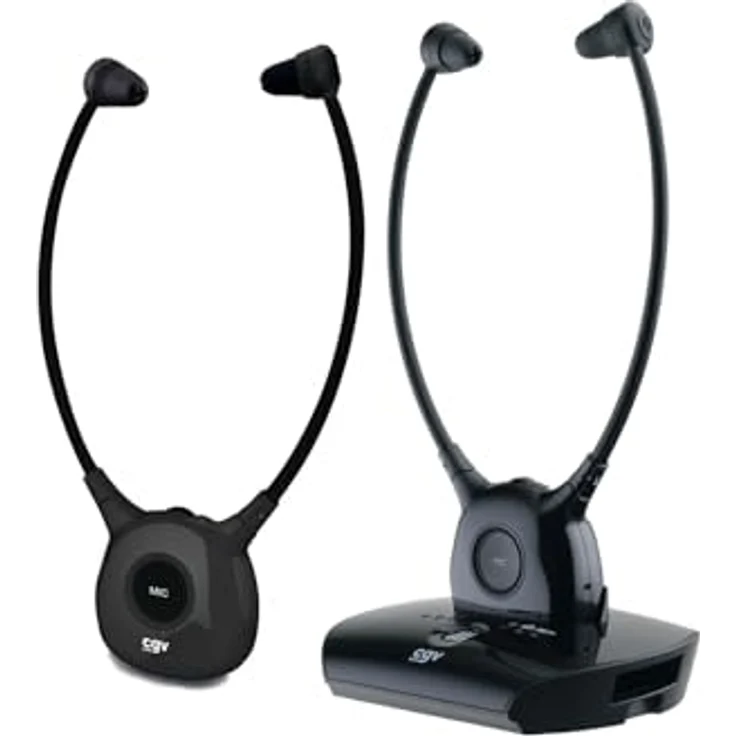 CGV Dolfin Onyx Duo, Kabellose Stereo-Audio Kopfhörer für TV/HiFi, ideal für Senioren und Hörgeschädigte – Bild 1