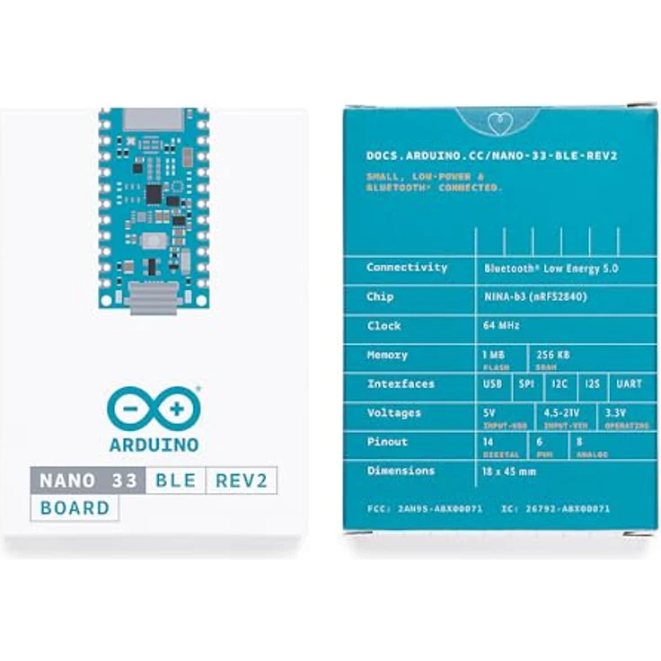 Arduino Nano 33 BLE Rev2 - [ABX00071] - nRF52840 - Micropython, Kleiner Formfaktor, Bluetooth® Low Energy, 3V3 – Bild 5