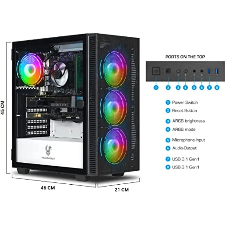 Ankermann Business V3, Desktop-PC mit Intel Core i5-12400F, Nvidia GeForce RTX 3050 6GB, 16GB DDR5 RAM, 1TB NVMe SSD, Windows 11, WLAN & Bluetooth, RGB Gehäuse – Bild 3