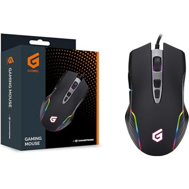 Conceptronic DJEBBEL03B 7D Gaming USB-Maus, 7200 DPI, RGB-LED-Beleuchtung, ergonomisches Design, für Rechtshänder – Bild 1