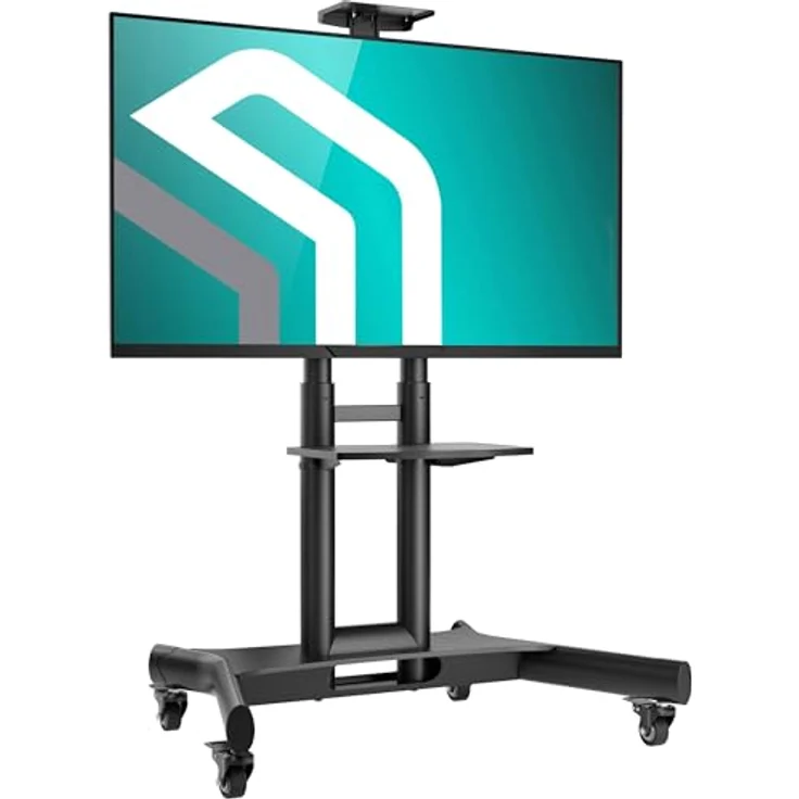 ONKRON TV Ständer rollbar für 40-70 Zoll Schwarz - höhenverstellbar max 600x400 VESA - TV Wagen mit Ablage und Rollen bis 45,5 kg – Bild 1