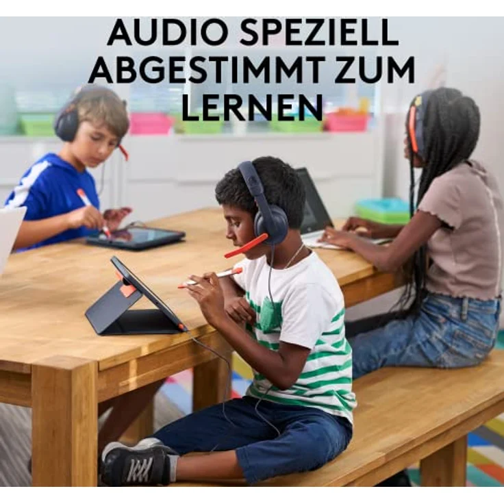 Logitech Zone Learn kabelgebundenes Headset mit Mikrofon für Schüler, Bequeme und verstellbare Passform für Kinder, 3,5 mm AUX, für Windows/macOS/iPadOS/Android/Mobilgeräte - Over-Ear, Blau – Bild 4