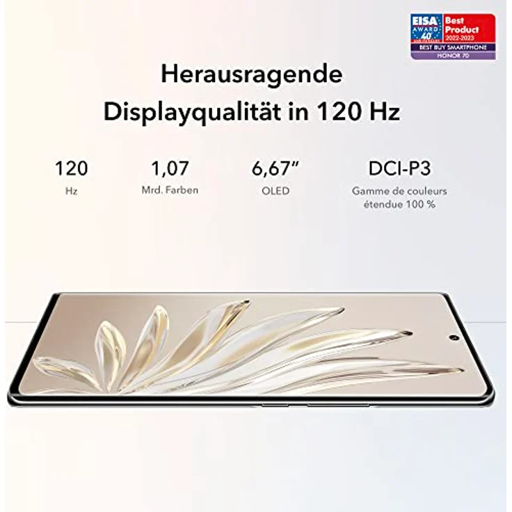 HONOR 70 Smartphone 5G, 256 GB, Curved-OLED-Display (120 Hz), 54 MP Triple Rückkamera, 4800 mAh Akku, Schwarz – Bild 2