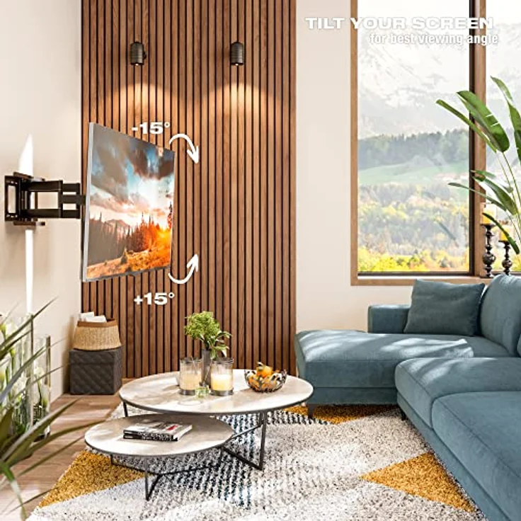 RICOO TV Wandhalterung Fernseher Schwenkbar Neigbar für 40-75 Zoll, Universal TV Halterung R06-F, Fernsehhalterung für Wand, Wandhalterung Fernseher 65 Zoll, bis 95 Kg mit max. VESA 600x400 mm – Bild 3