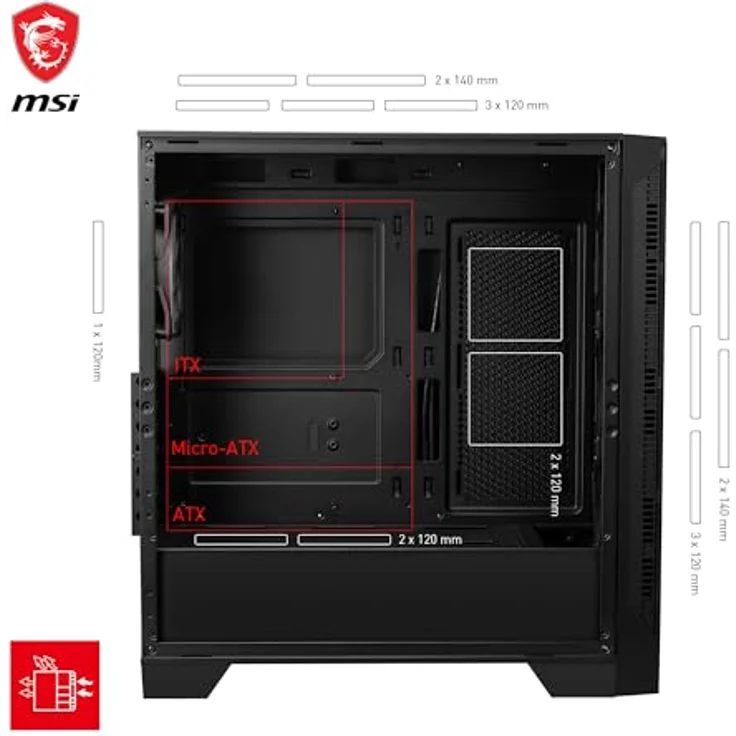 MSI MAG FORGE 321R AIRFLOW, Midi-Tower PC-Gehäuse mit gehärtetem Glasfenster, optimiert für Airflow, schwarz – Bild 5