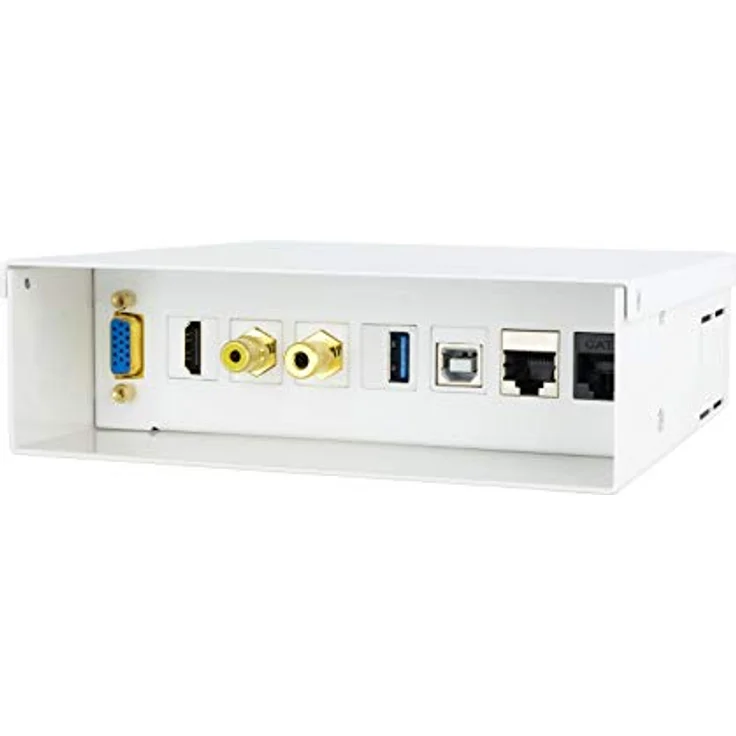 Nanocable 10.35.0003, Multimedia-Wandanschlussdose RJ-45 in Weiss mit HDMI, VGA, USB und Audioanschlüssen, zwei RJ45-Netzwerkanschlüssen – Bild 1