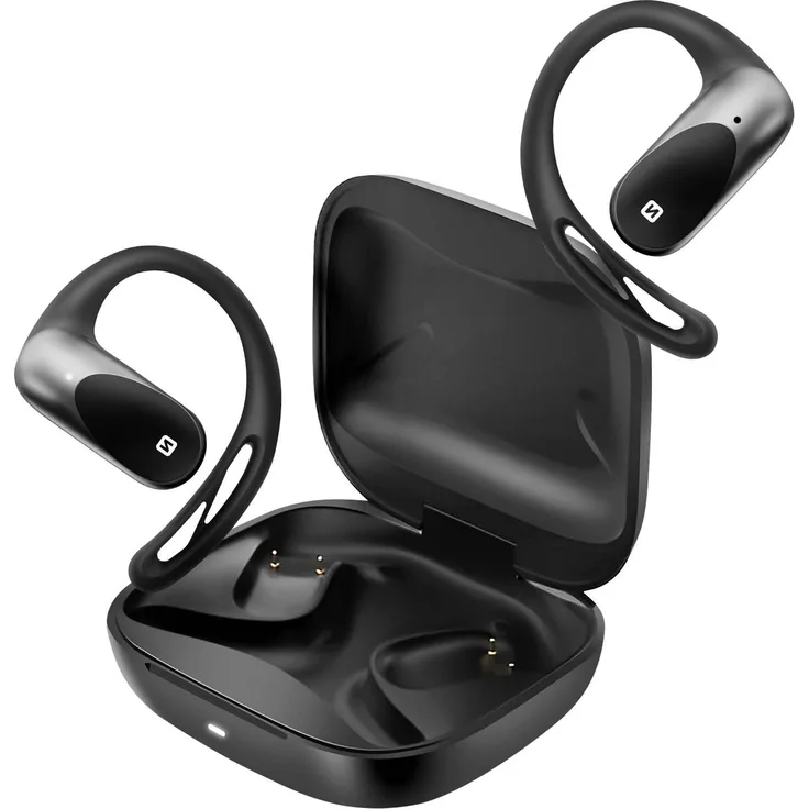 Swissten RUN, Sport-Kopfhörer Air-Conduction Bluetooth IP54, offene Bauweise, Schwarz