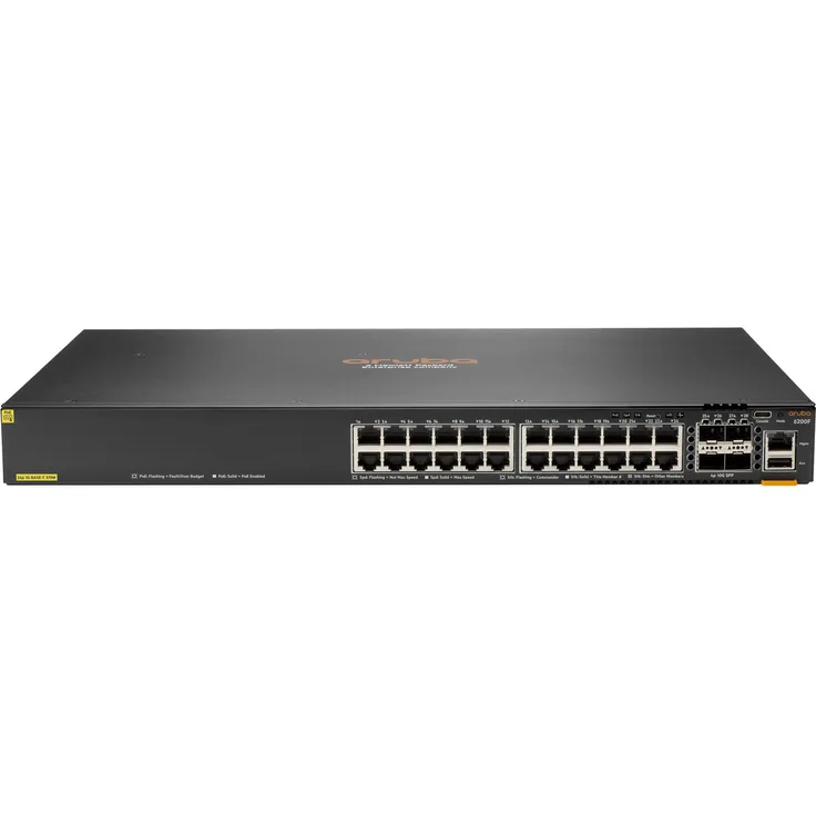Aruba HPE Aruba Networking CX 6200F 24G Class-4 PoE 4SFP+ 370W Switch (EN) (24 Ports), Netzwerk Switch mit Cloud-orientiertem Design und leistungsstarker Architektur