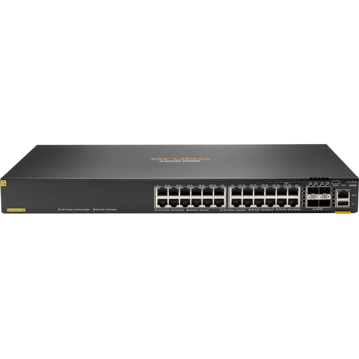 Aruba HPE Aruba Networking CX 6200F 24G Class-4 PoE 4SFP+ 370W Switch (EN) (24 Ports), Netzwerk Switch mit Cloud-orientiertem Design und leistungsstarker Architektur