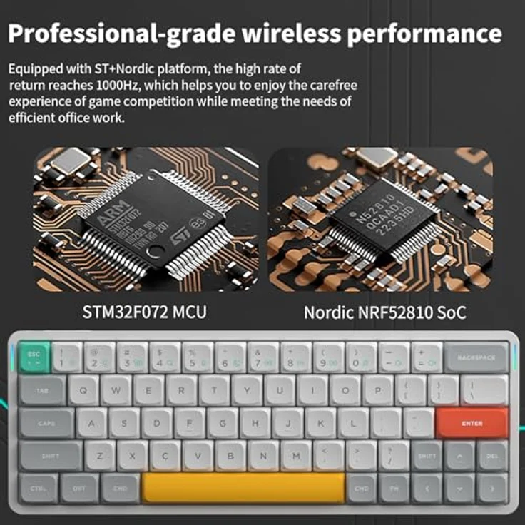 nuphy Air60 V2 Tragbar Mechanische kabellose Mini-Tastatur mit Beleuchtung, QMK/VIA Kompatibel, Bluetooth 5.1/2.4GHz, USB-C - Weiß Gateron Wisteria Switch – Bild 5