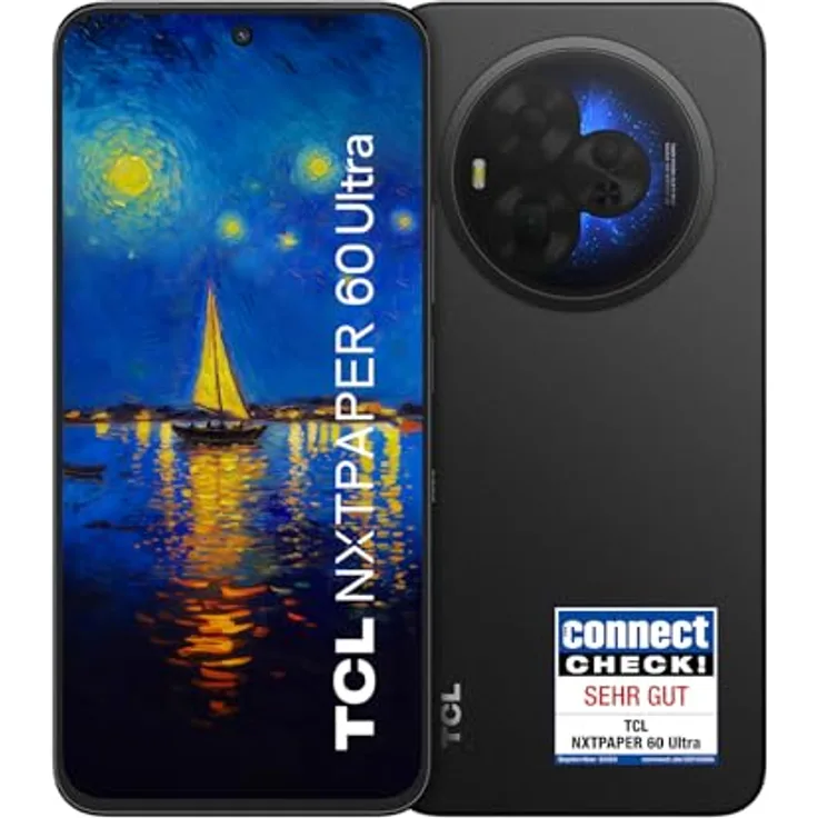 TCL NXTPAPER 60 Ultra 5G Smartphone, 7,2 Zoll FHD+ 120 Hz NXTPAPER Display, 12 GB RAM, 512 GB ROM, Augenschutz, 5200-mAh-Akku, Nebula Black