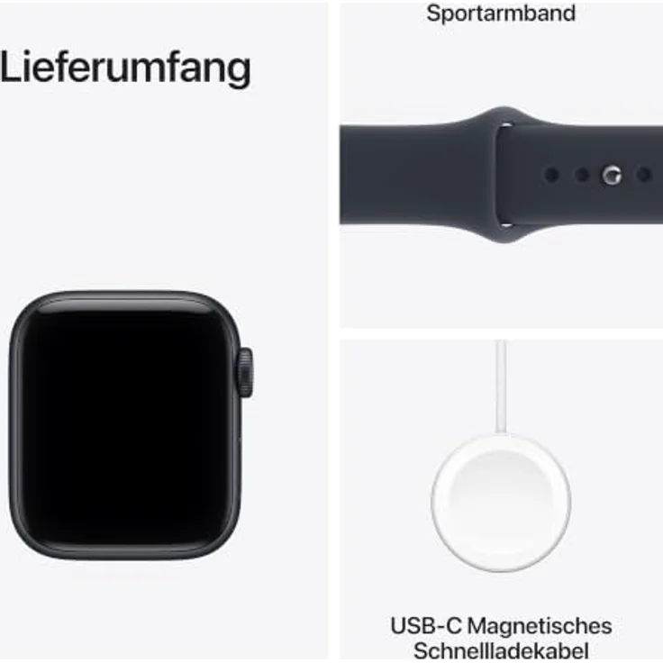 Apple Watch SE 3 Cellular, 40mm Mitternacht Aluminium Case mit Navyblauem Sport Band, leistungsstarker S10 Dual-Core Prozessor, schwimmfest, M/L – Bild 7