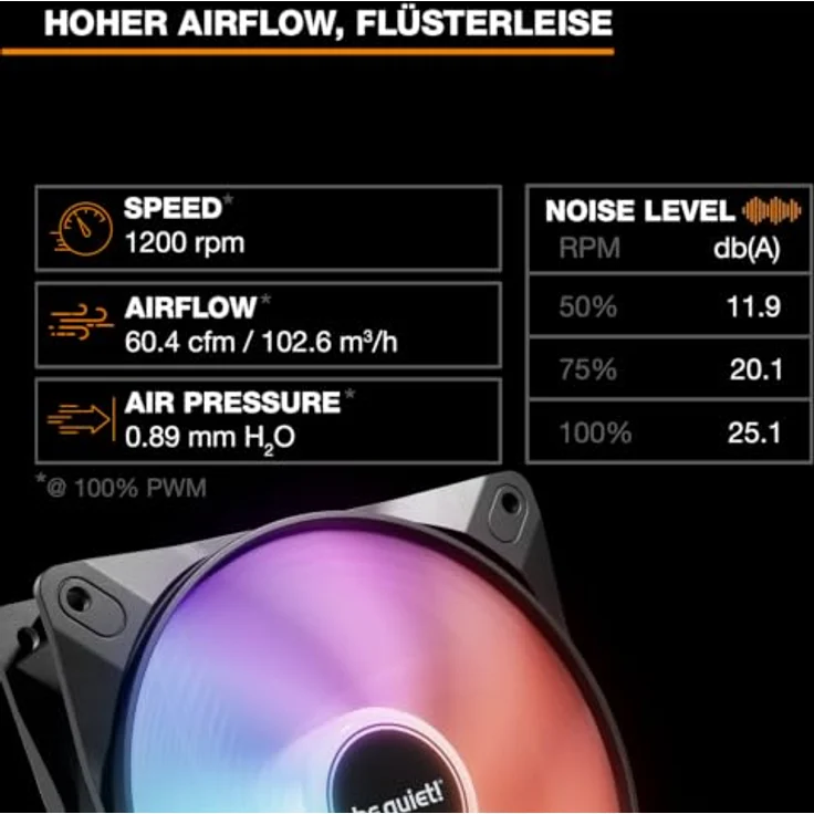 be quiet! LIGHT WINGS LX 140mm PWM Reverse Triple Pack | Gehäuselüfter mit Sleeve-Lager und umgekehrten Lüfterblättern – Bild 7