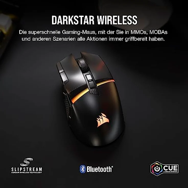 Corsair DARKSTAR Wireless MMO/MOBA Gaming-Maus - 26.000 DPI - 15 Programmierbare Tasten - Spannungsreduzierendes Design - Lange Batterielebensdauer - Schwarz – Bild 2