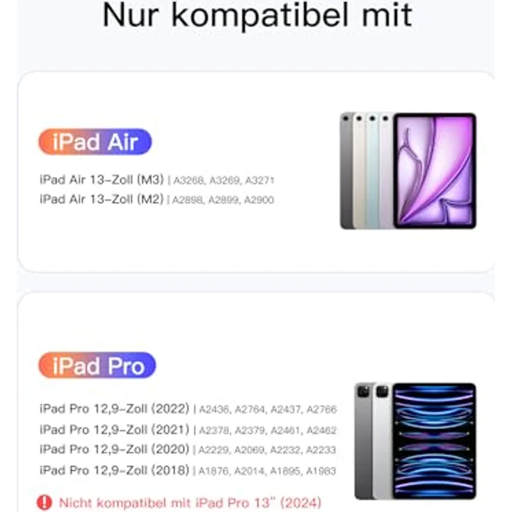 Inateck NeoMagic Magnetische Tastatur Hülle für iPad Air 13 Zoll und iPad Pro 12.9 Zoll, Großes Trackpad, 7-farbige Hintergrundbeleuchtung, QWERTZ, mit Stifthalter, KB903 – Bild 4