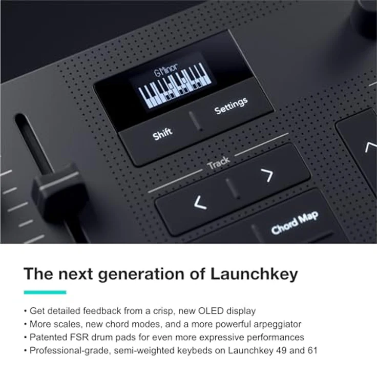 Novation Launchkey 49 MK4, MIDI Controller mit halbgewichteter Tastatur, 16 Aftertouch-Pads und anpassbarem Arpeggiator, Mehrfarbig – Bild 8