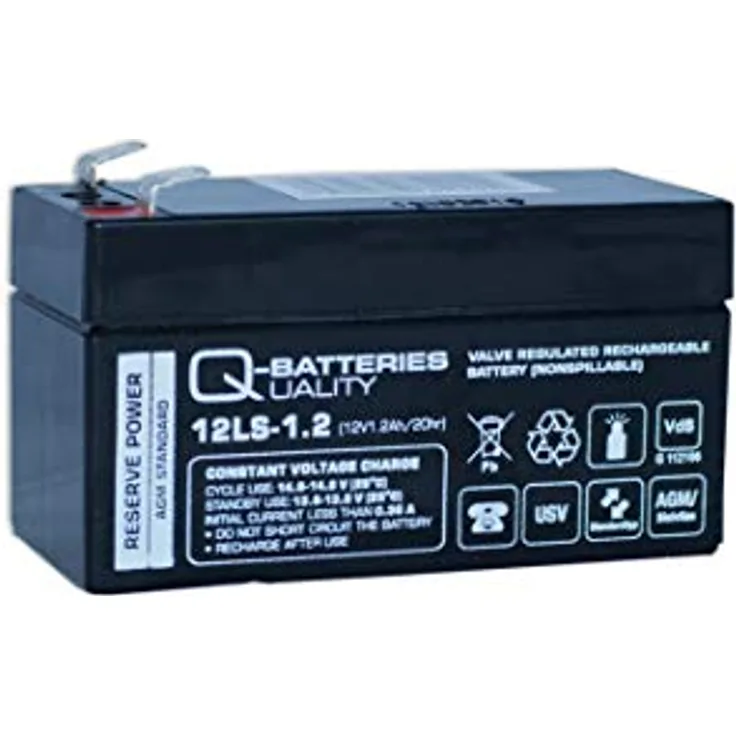 Q-Batteries 12LS-1.2 12V 1,2Ah Blei-Vlies Akku AGM VRLA mit VDs