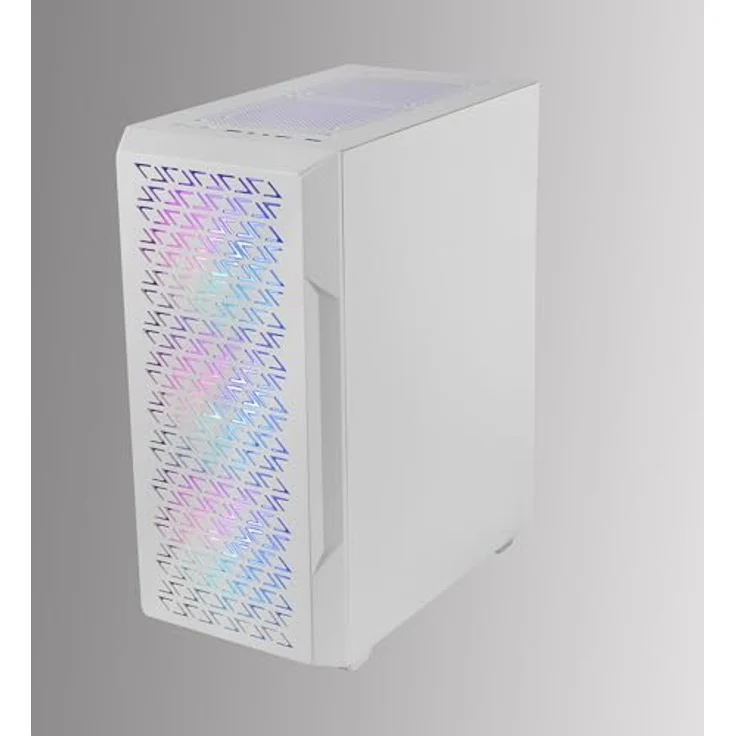 Mars Gaming MC-GEO ATX Gaming Gehäuse, 4x 120mm FRGB Lüfter, Seitenfenster aus gehärtetem Glas, Flüssigkeitskühlung bis 360mm, Weiß – Bild 7
