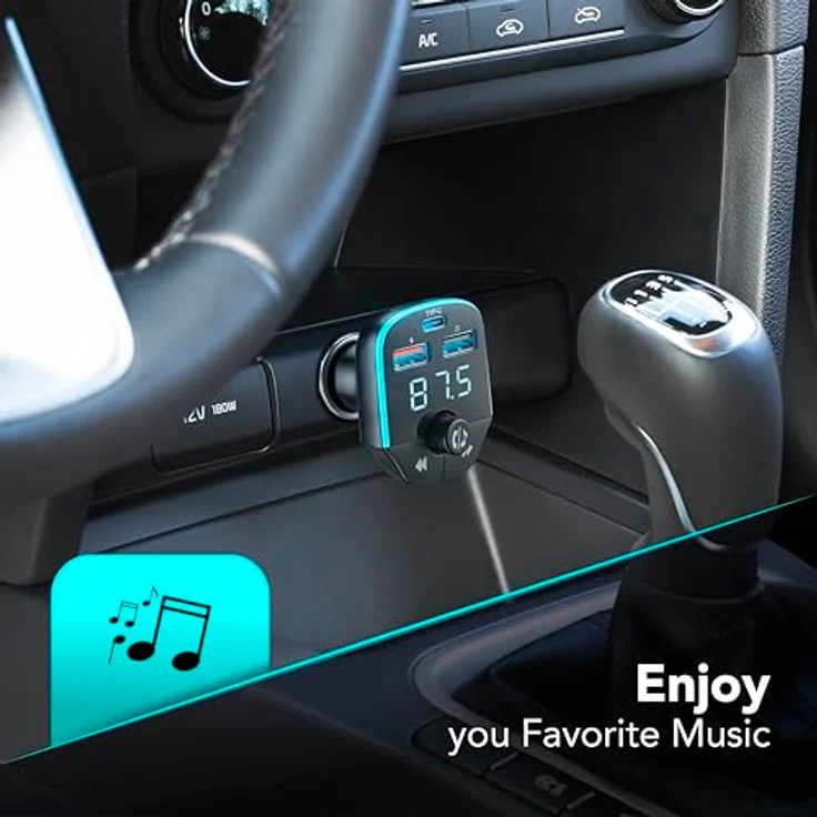Cellularline Car FM Transmitter, drahtloses Audiosystem mit Bluetooth® Verbindung, Schwarz – Bild 5