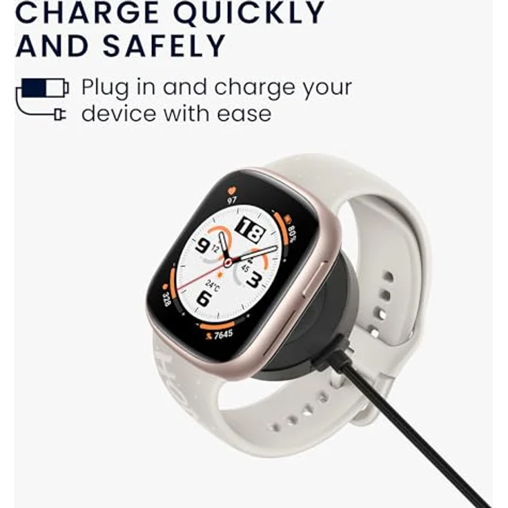 kwmobile USB Kabel Charger für Honor Watch 4 (TMA-L19) / Watch GS4 / GS3 (MUS-B19), 100 cm langes Ersatzladekabel in Schwarz, schnell und stabil ladbar – Bild 2