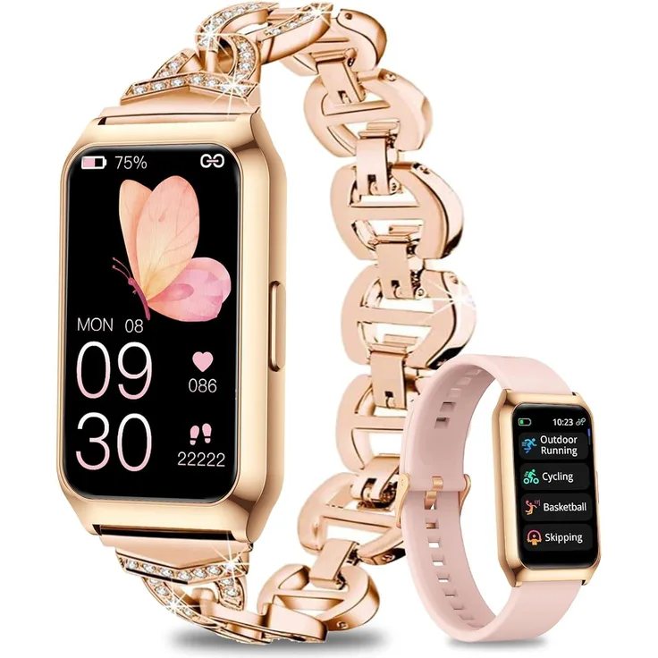 Fitoncloud Damen Smartwatch 1,47" Fitness Tracker mit 25 Sportmodi, SpO2, Herzfrequenz, Schlafmonitor, IP68 wasserdicht, lange Akkulaufzeit