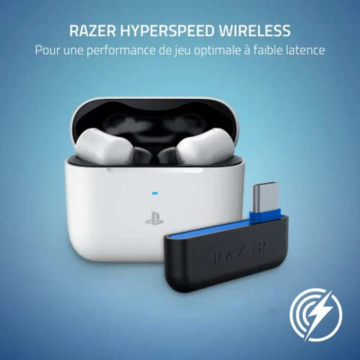 Razer Hammerhead HyperSpeed - Drahtlose Multiplattform-Gaming-Kopfhörer für Playstation (HyperSpeed Wireless, aktive Geräuschunterdrückung, Bluetooth 5.2, Bis zu 30 Stunden Akkulaufzeit) Weiß – Bild 2