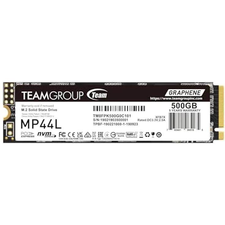 Team Group MP44L 500 GB M.2 PCIe SSD - 5000 MB/s, Aluminiumfolie mit Graphenbeschichtung – Bild 2