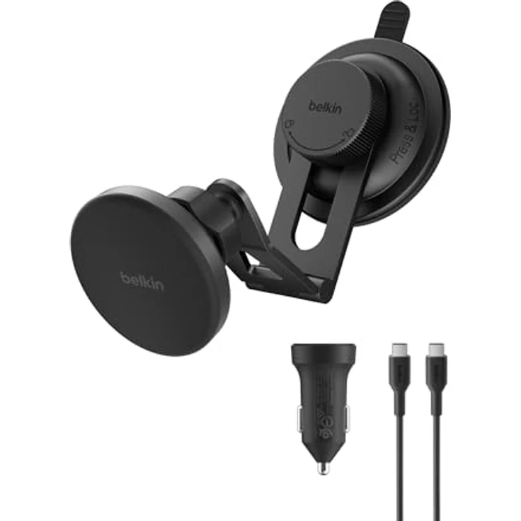 Belkin Magn.kabelloses Kfz-Ladegerät Qi2 WIC013hqBK mit Halterung, 15 W, Wireless Charger, Schwarz – Bild 2