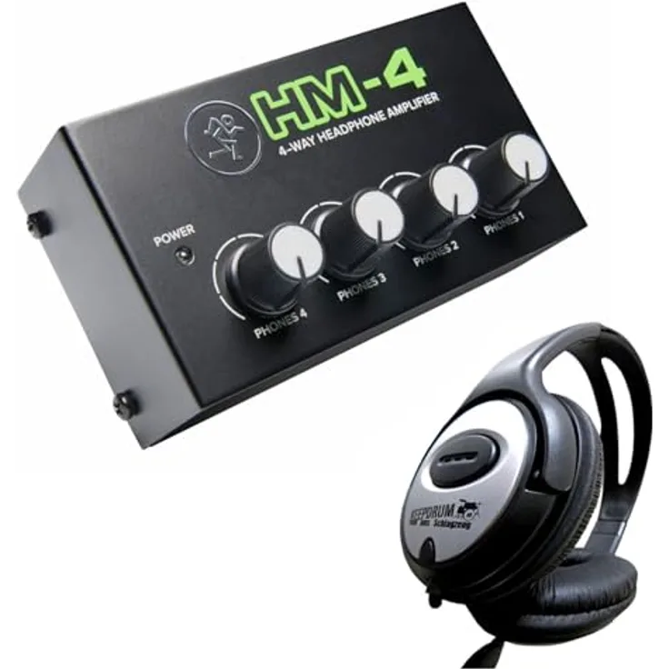 Mackie HM-4, Kompakter 4-Kanal Kopfhörerverstärker mit 4 unabhängigen Stereo-Ausgängen und keepdrum Kopfhörern