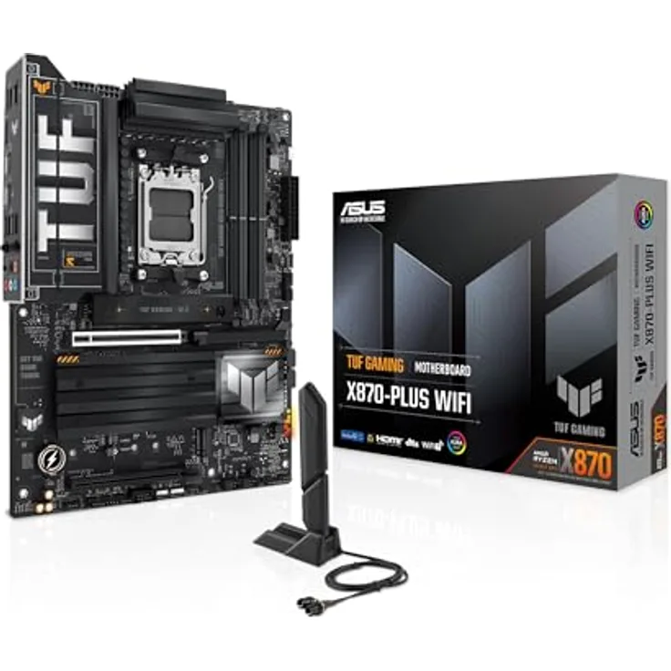 ASUS TUF Gaming X870-PLUS WiFi Mainboard Sockel AM5 (AMD, ATX, PCIe 5.0, DDR5, 16+2+1 Power Stages, 4X M.2, WiFi 7, 2,5Gb Ethernet, USB4, HDMI) - Robuste Stromversorgung, Intelligente KI-Lösungen, PCIe 5.0, Ultraschnelle Netzwerke, DIY-freundliches Design