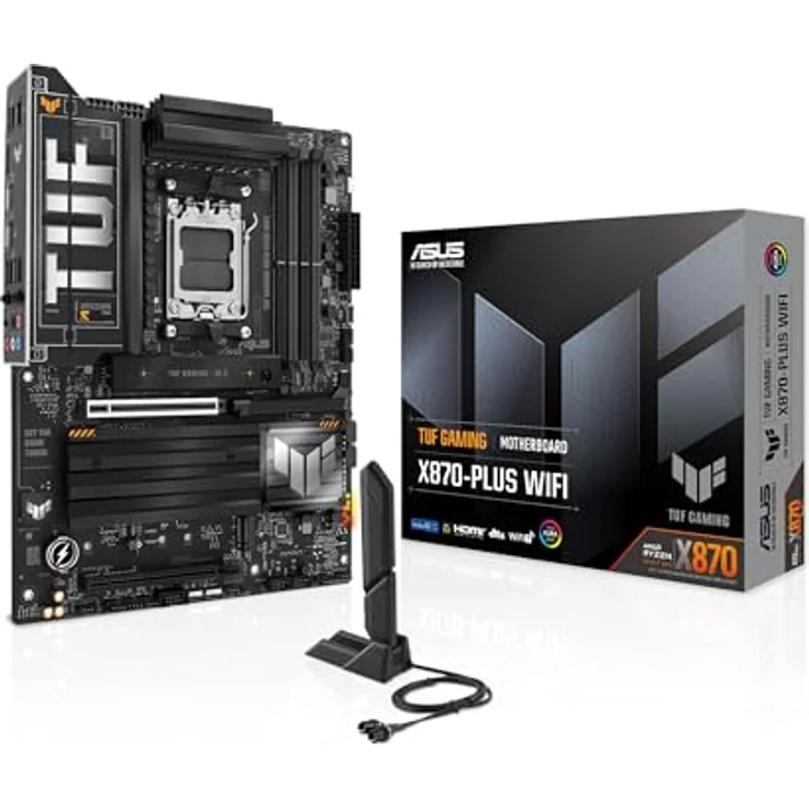 ASUS TUF Gaming X870-PLUS WiFi Mainboard Sockel AM5 (AMD, ATX, PCIe 5.0, DDR5, 16+2+1 Power Stages, 4X M.2, WiFi 7, 2,5Gb Ethernet, USB4, HDMI) - Robuste Stromversorgung, Intelligente KI-Lösungen, PCIe 5.0, Ultraschnelle Netzwerke, DIY-freundliches Design – Bild 1