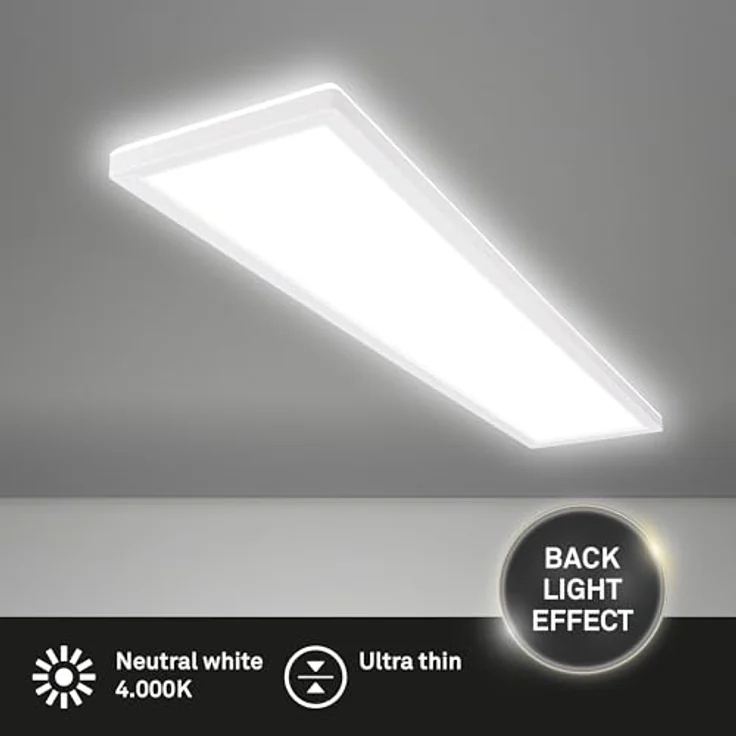 BRILONER LED Deckenlampe 98cm, flach, neutralweißes Licht, 4800 Lumen, Wohnzimmerlampe, 98x20x3 cm, Weiß – Bild 2