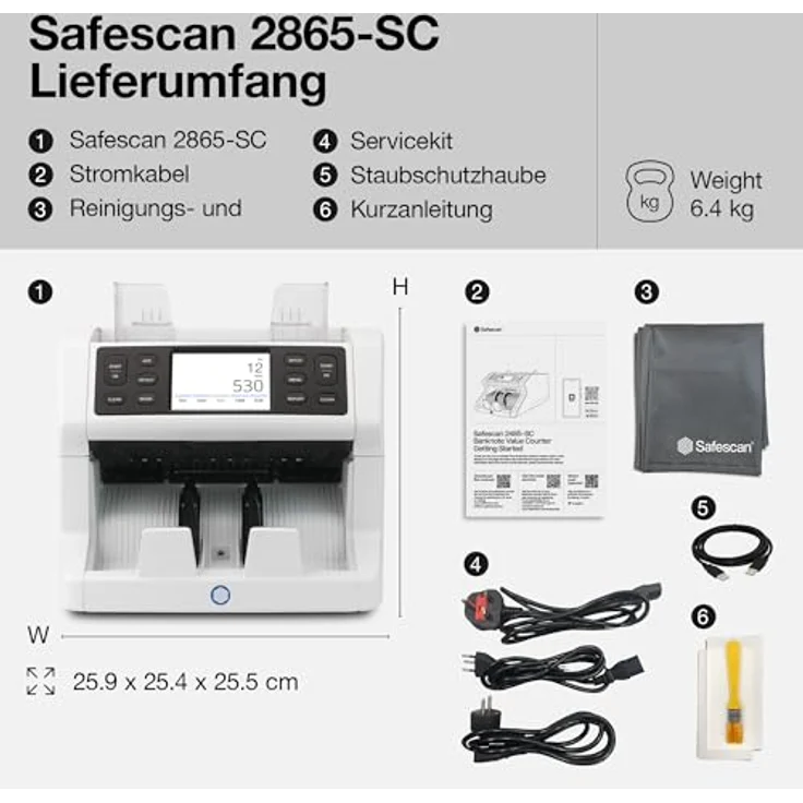 Safescan Banknotenzähler 2865-SC, 100% Falschgelderkennung, bis zu 1.200 Banknoten/min, inkl. Bluetooth App – Bild 7