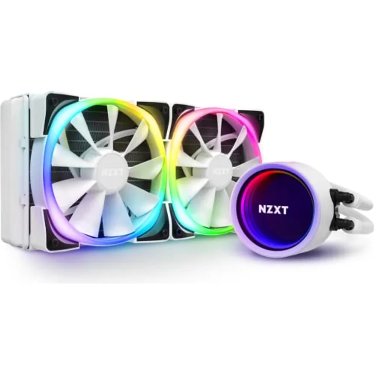 NZXT Kraken X53 RGB 240mm - RL-KRX53-RW - AIO RGB CPU Liquid Cooler - Rotating Infinity Mirror Design - Powered By CAM V4 - RGB Connector - Aer RGB V2 120mm Radiator Fans (2 Included) - White - Preisvergleich