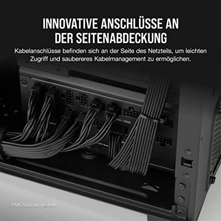 Corsair RM1000x Shift Vollmodulares ATX-Netzteil - Modulare Seitenschnittstelle - ATX 3.0- & PCIe 5.0-kompatibel - Null-Drehzahl-Lüftermodus - 105°C-Kondensatoren - 80 Plus Gold-Effizienz - Schwarz – Bild 3