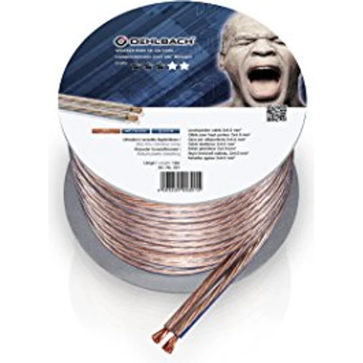 Oehlbach Speaker Wire SP-40 - Stereo HI-FI Lautsprecherkabel - Boxenkabel mit OFC (sauerstofffreies Kupfer) 2x4,0 mm² - Mini Spule Lautsprecher Kabel - Glasklar 20 Meter – Bild 3